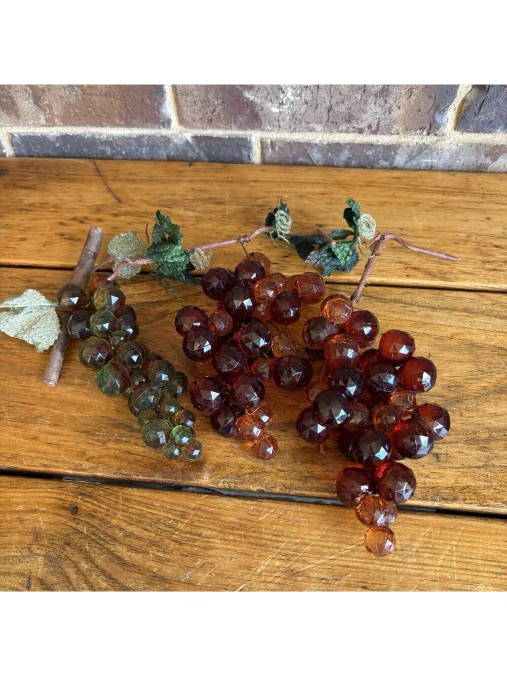 VTG  Translucent Faceted Acrylic Lucite Grape Clusters Amber Green
